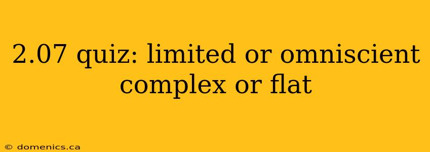 2.07 quiz: limited or omniscient complex or flat