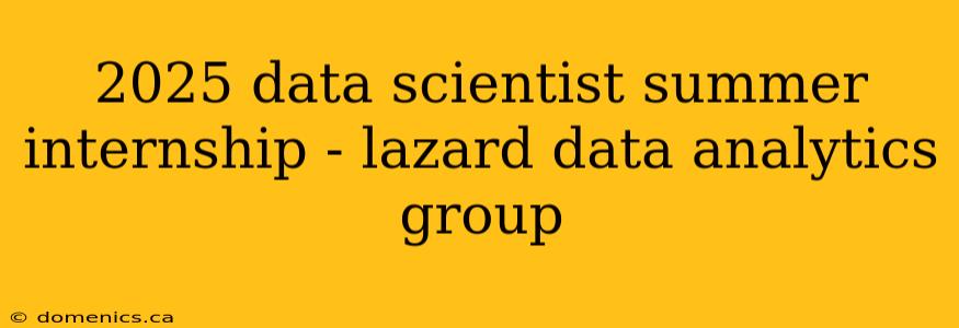 2025 data scientist summer internship - lazard data analytics group