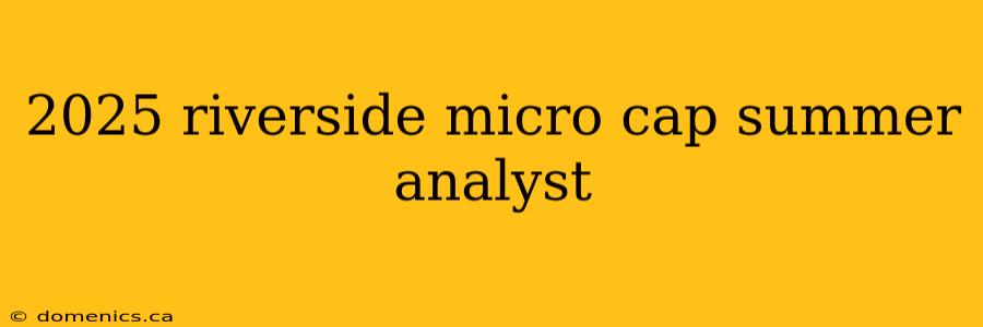 2025 riverside micro cap summer analyst