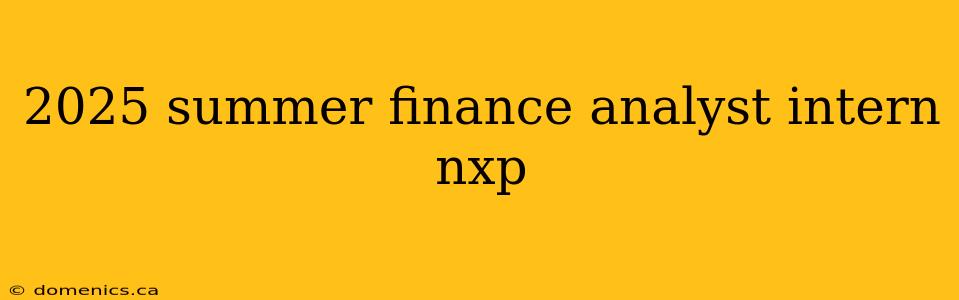 2025 summer finance analyst intern nxp