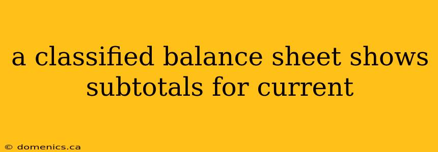 a classified balance sheet shows subtotals for current