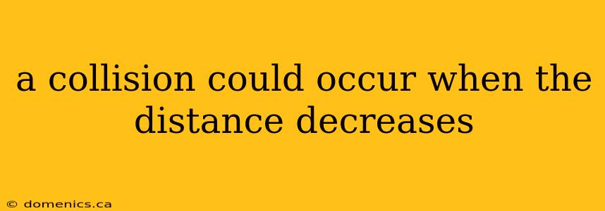 a collision could occur when the distance decreases