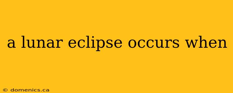 a lunar eclipse occurs when