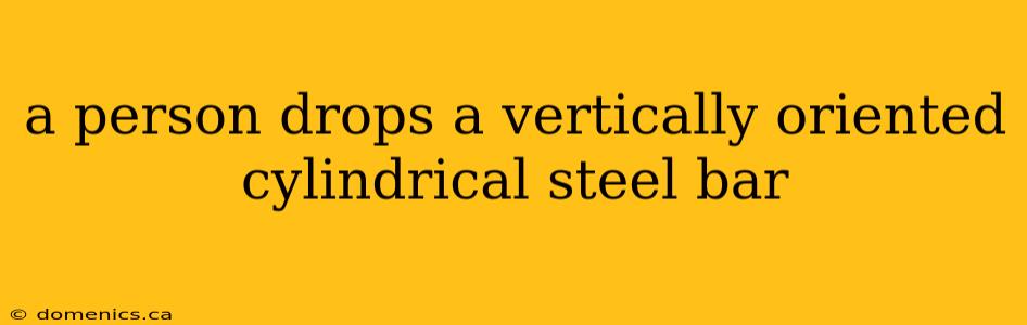 a person drops a vertically oriented cylindrical steel bar