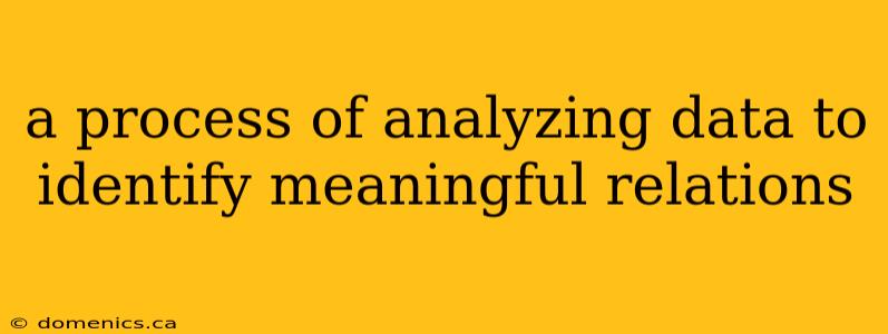 a process of analyzing data to identify meaningful relations