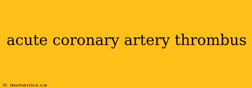 acute coronary artery thrombus