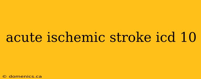 acute ischemic stroke icd 10