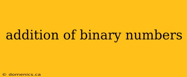 addition of binary numbers