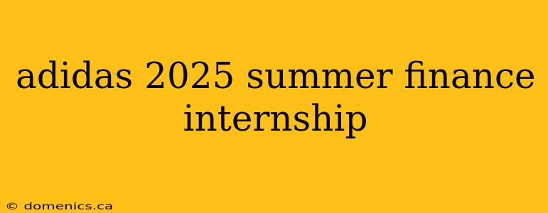 adidas 2025 summer finance internship
