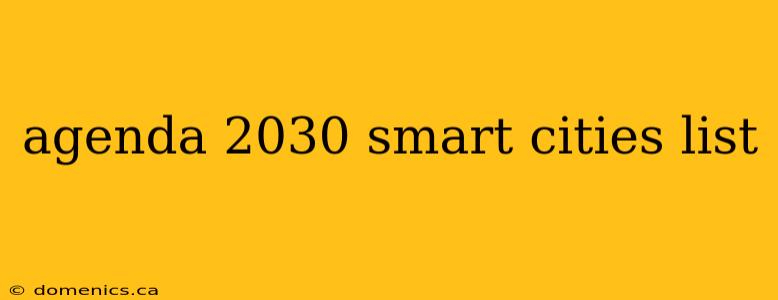 agenda 2030 smart cities list