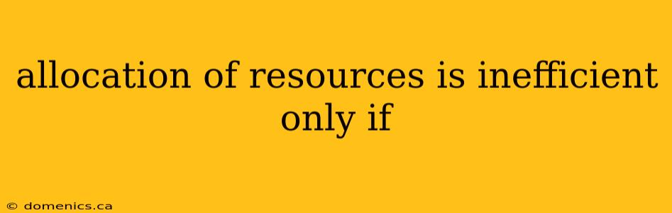 allocation of resources is inefficient only if