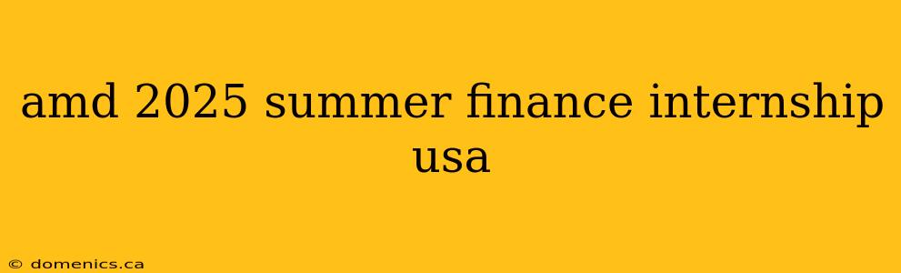 amd 2025 summer finance internship usa