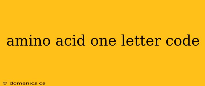 amino acid one letter code