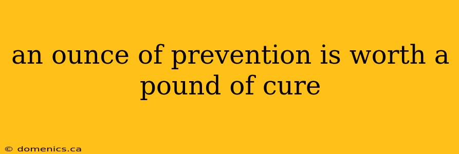 an ounce of prevention is worth a pound of cure