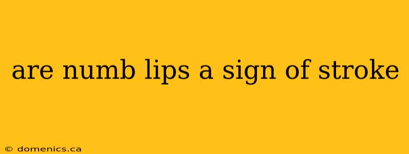 are numb lips a sign of stroke