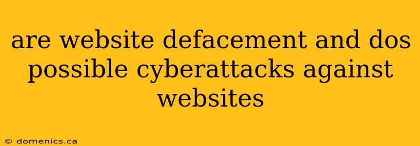 are website defacement and dos possible cyberattacks against websites