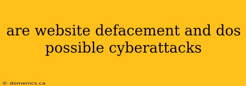 are website defacement and dos possible cyberattacks