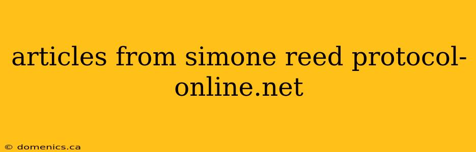 articles from simone reed protocol-online.net