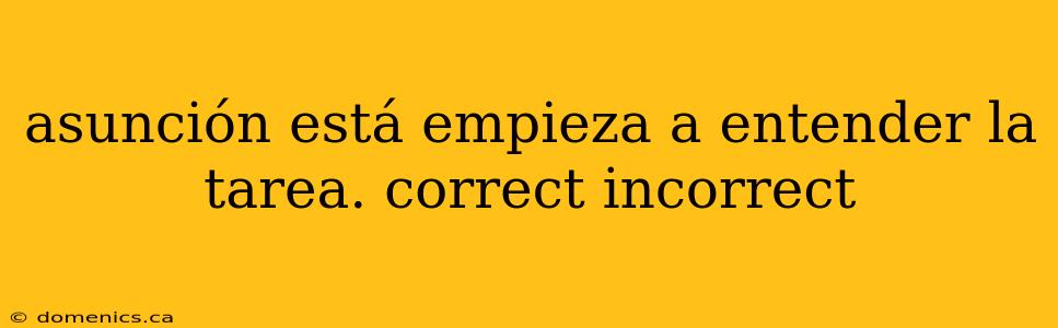 asunción está empieza a entender la tarea. correct incorrect