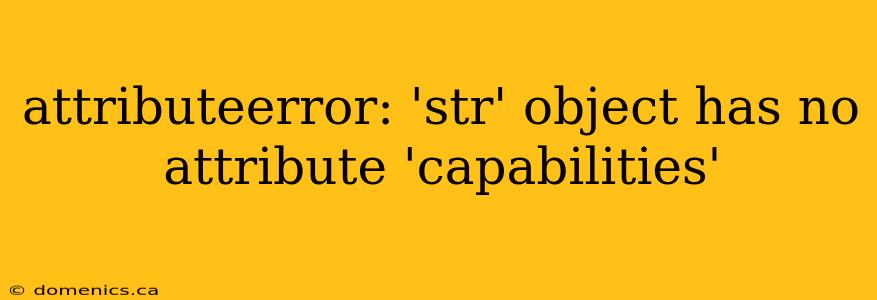 attributeerror: 'str' object has no attribute 'capabilities'