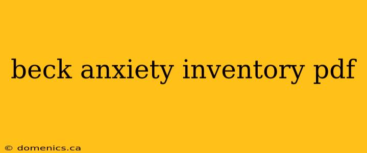 beck anxiety inventory pdf