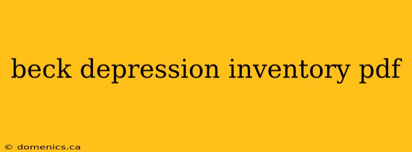 beck depression inventory pdf