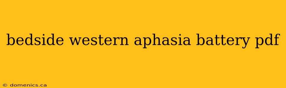 bedside western aphasia battery pdf