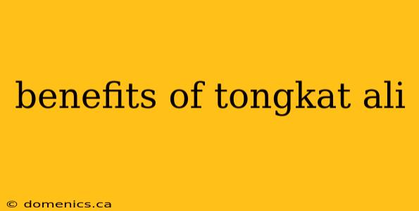 benefits of tongkat ali