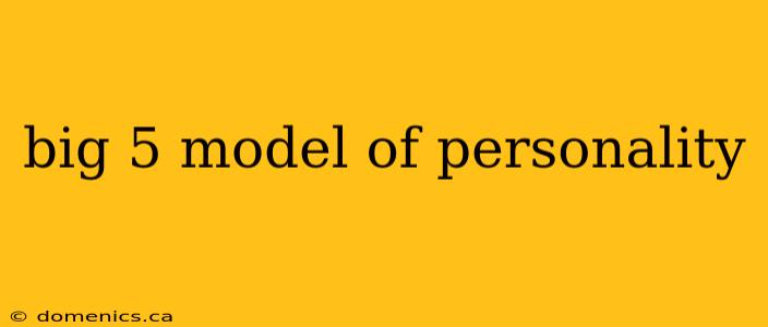 big 5 model of personality