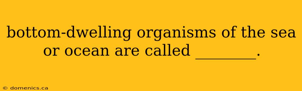 bottom-dwelling organisms of the sea or ocean are called ________.