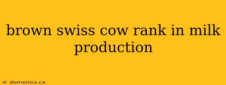 brown swiss cow rank in milk production