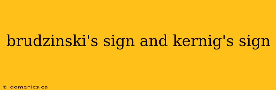 brudzinski's sign and kernig's sign