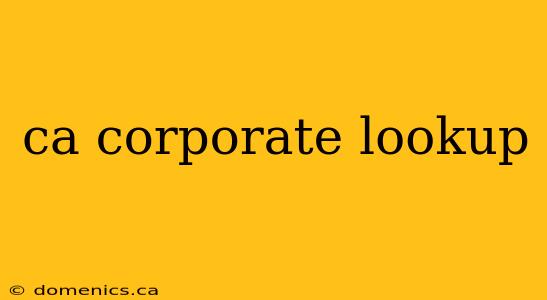 ca corporate lookup