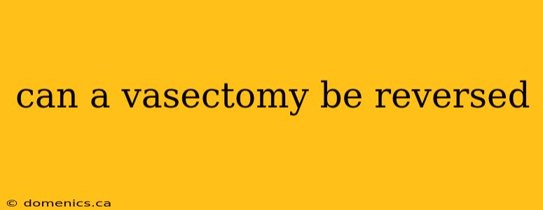 can a vasectomy be reversed