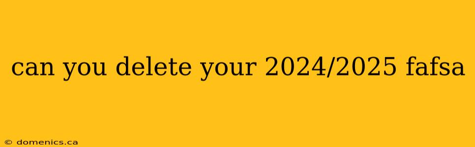 can you delete your 2024/2025 fafsa