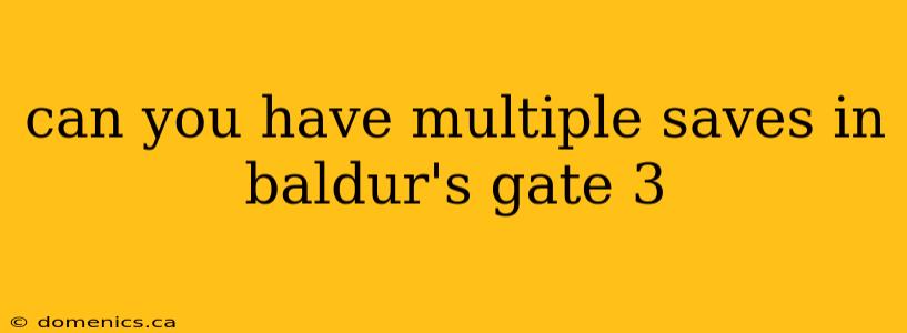 can you have multiple saves in baldur's gate 3