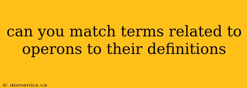 can you match terms related to operons to their definitions