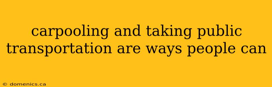 carpooling and taking public transportation are ways people can