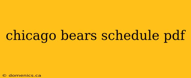 chicago bears schedule pdf