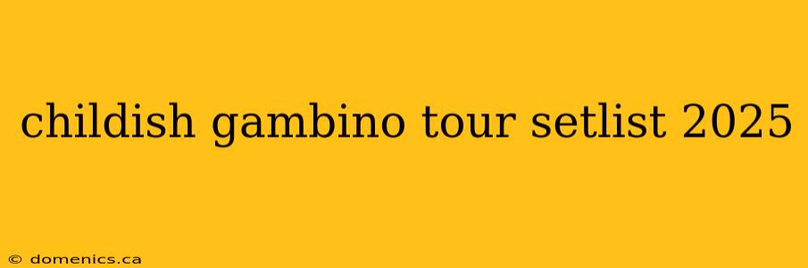 childish gambino tour setlist 2025