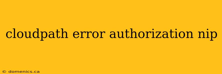 cloudpath error authorization nip