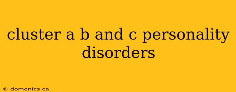 cluster a b and c personality disorders