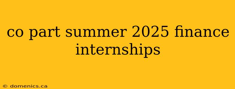 co part summer 2025 finance internships