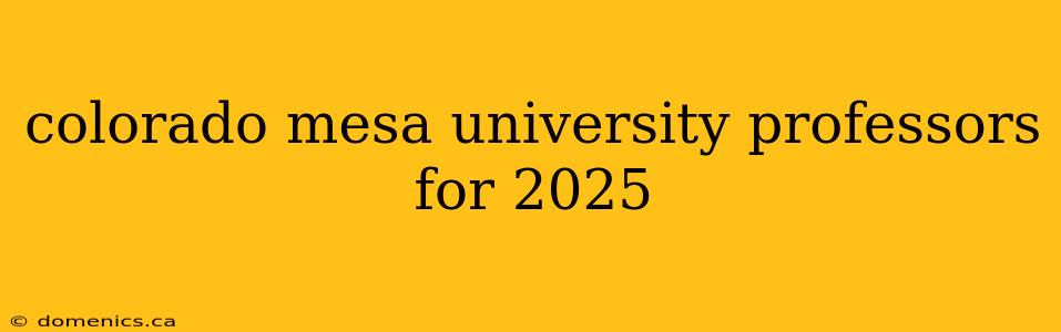 colorado mesa university professors for 2025