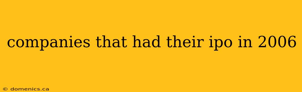 companies that had their ipo in 2006