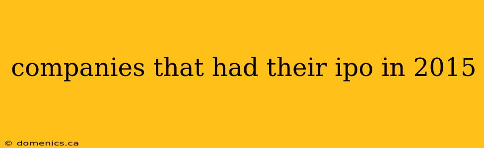 companies that had their ipo in 2015