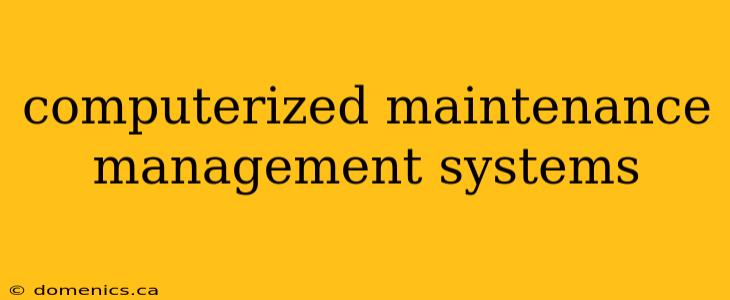 computerized maintenance management systems