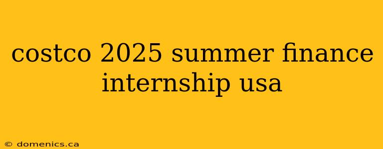 costco 2025 summer finance internship usa