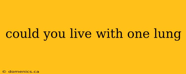 could you live with one lung