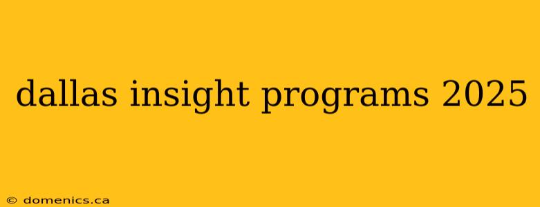 dallas insight programs 2025